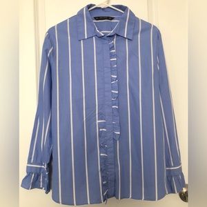 Never Worn! Zara Striped Collared Long-Sleeve Button-Down Shirt/Blouse, Size XL